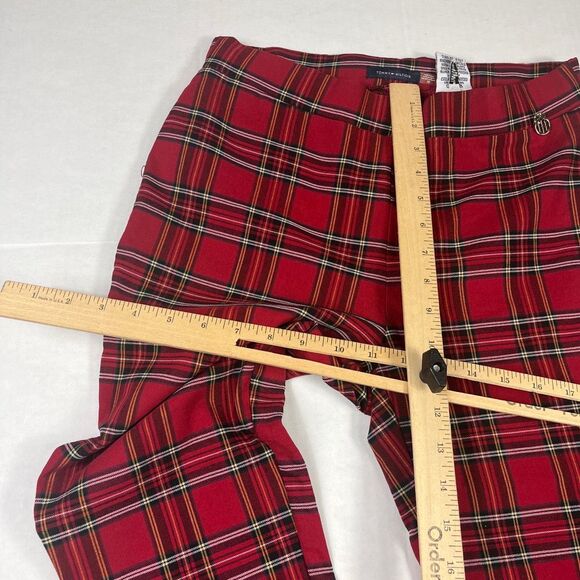 Tommy Hilfiger Skinny Cigarette Pants Plaid Tartan Check Holiday 90s Pull On 10 - Picture 6 of 11